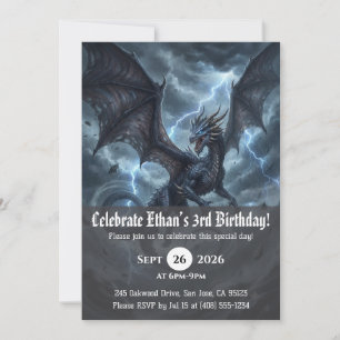 Invitaciones de cumpleaños de dragón acuarela