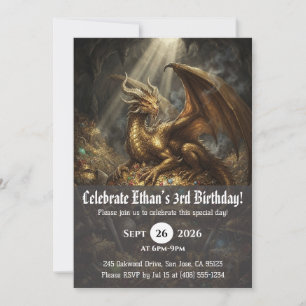 Invitaciones de cumpleaños de dragón acuarela