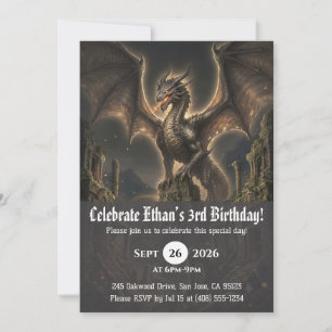 Invitaciones de cumpleaños de dragón acuarela