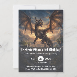 invitaciones de cumpleaños de dragón acuarela