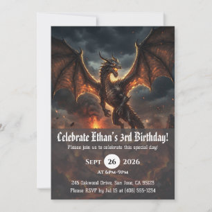 Invitaciones de cumpleaños de dragón acuarela