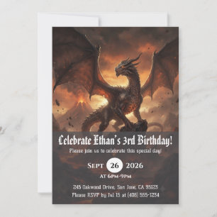 Invitaciones de cumpleaños de dragón acuarela