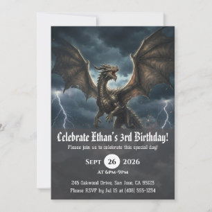 Invitaciones de cumpleaños de dragón acuarela