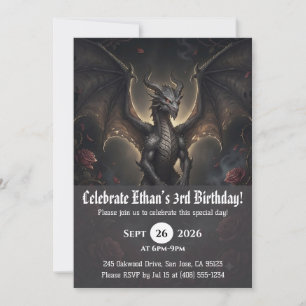 Invitaciones de cumpleaños de dragón acuarela