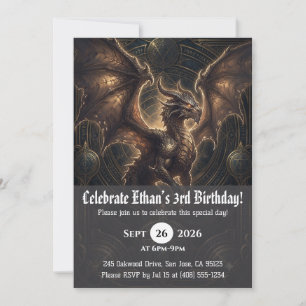 invitaciones de cumpleaños de dragón acuarela