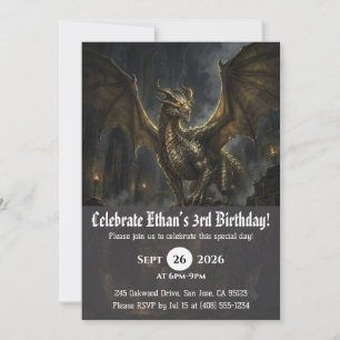 Invitaciones de cumpleaños de dragón acuarela