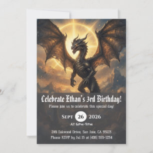Invitaciones de cumpleaños de dragón acuarela
