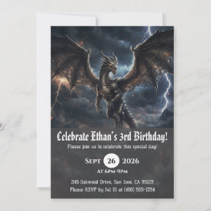 Invitaciones de cumpleaños de dragón acuarela
