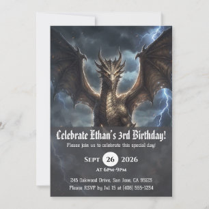 invitaciones de cumpleaños de dragón acuarela