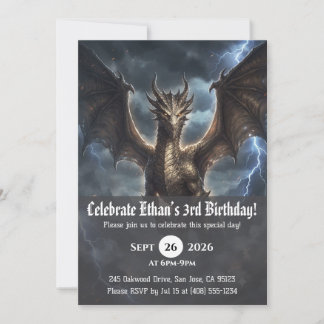 invitaciones de cumpleaños de dragón acuarela