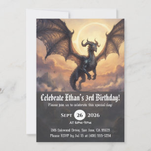 Invitaciones de cumpleaños de dragón acuarela