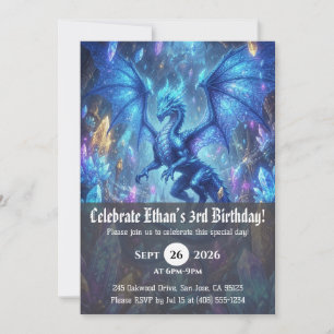 Invitaciones de cumpleaños de dragón acuarela