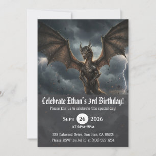 Invitaciones de cumpleaños de dragón acuarela