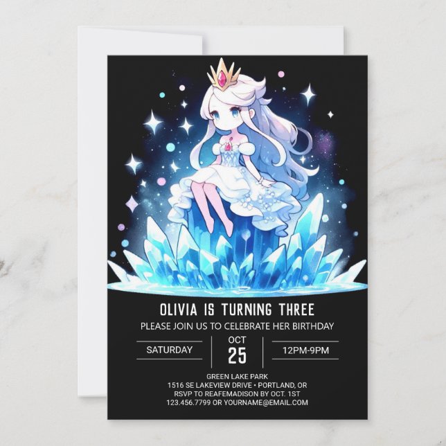 Invitaciones de cumpleaños de Dreamy Fun Princess (Anverso)
