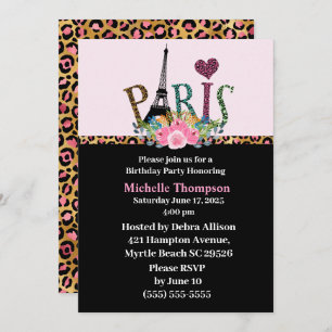 Invitaciones de cumpleaños de Eiffel Tower Paris F