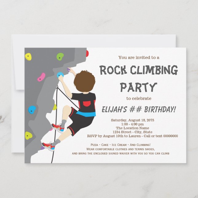 Invitaciones de cumpleaños de escalada en roca par (Anverso)