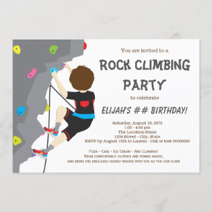 Invitaciones de cumpleaños de escalada en roca par