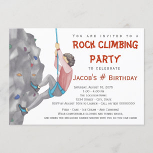 Invitaciones de cumpleaños de escalada en roca par