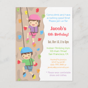 Invitaciones de cumpleaños de escalada en roca par