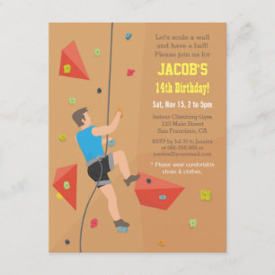 Invitaciones de cumpleaños de escalada en roca par