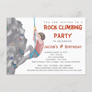 Invitaciones de cumpleaños de escalada en roca par