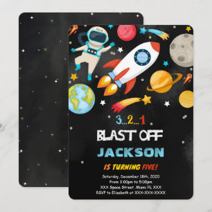 Invitaciones de cumpleaños de espacio editables
