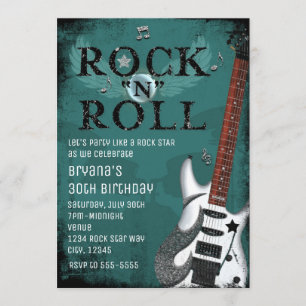 Invitaciones de cumpleaños de estrella de rock azu