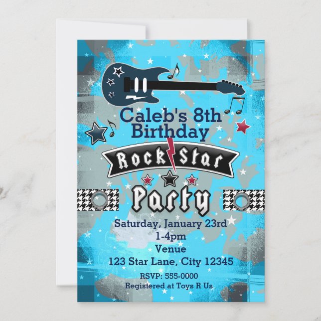 Invitaciones de cumpleaños de estrella de rock par (Anverso)