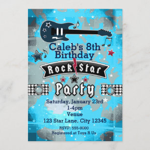Invitaciones de cumpleaños de estrella de rock par