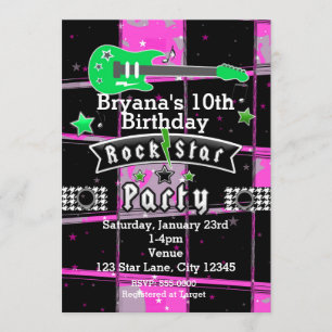Invitaciones de cumpleaños de estrella de rock par