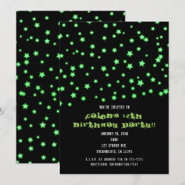 Invitaciones de cumpleaños de estrellas verdes bri