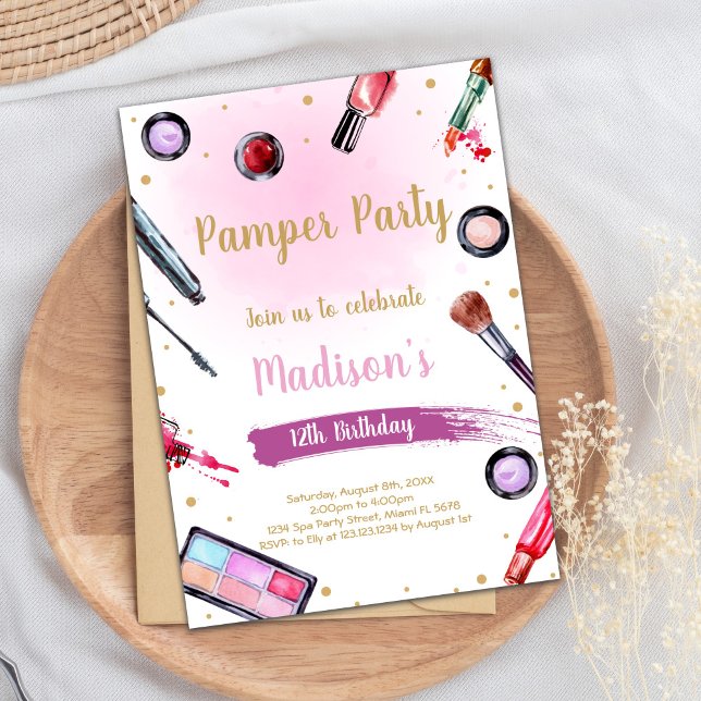 Invitaciones de cumpleaños de Fiesta de Pamper (Pamper Party Birthday Invitations)