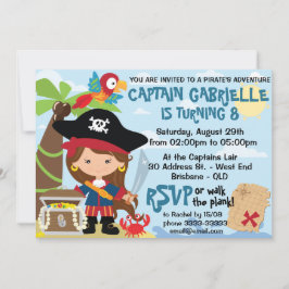 Invitaciones de cumpleaños de Fiesta pirata Chica