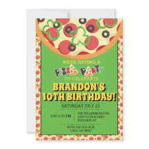 Invitaciones de cumpleaños de Fiesta Pizza