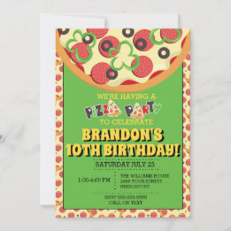 Invitaciones de cumpleaños de Fiesta Pizza