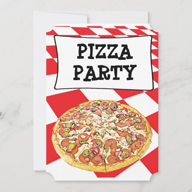 Invitaciones de cumpleaños de Fiesta Pizza (Anverso)