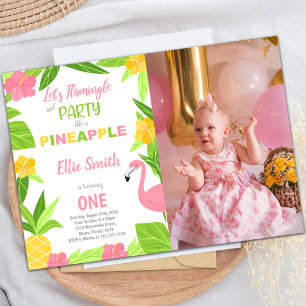 Invitaciones de cumpleaños de Flamingo Pineapple c