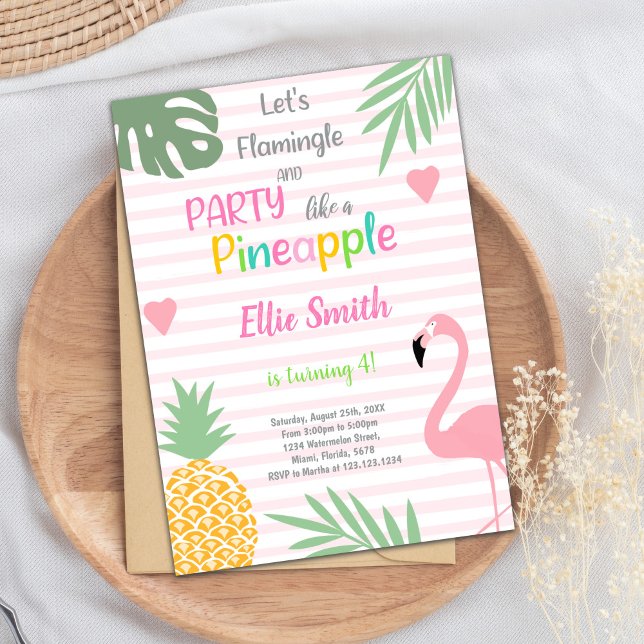 Invitaciones de cumpleaños de Flamingo Rosado (Pink Flamingo Birthday Invitations)