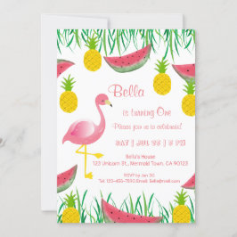 Invitaciones de cumpleaños de Flamingos Tropicales