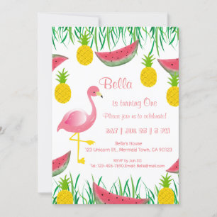 Invitaciones de cumpleaños de Flamingos Tropicales