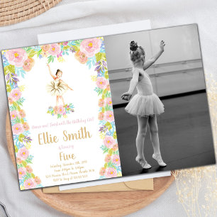 Invitaciones de cumpleaños de Floral Ballerina con
