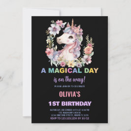 Invitaciones de cumpleaños de Florals Unicorn