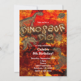 Invitaciones de cumpleaños de fósiles de Dinosaur