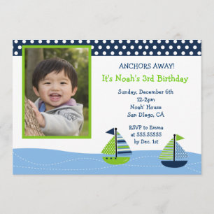 Invitaciones de cumpleaños de foto de náuticos