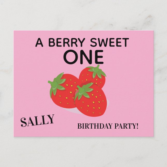 INVITACIONES DE CUMPLEAÑOS DE FRESAS DE UN AÑO (Anverso)
