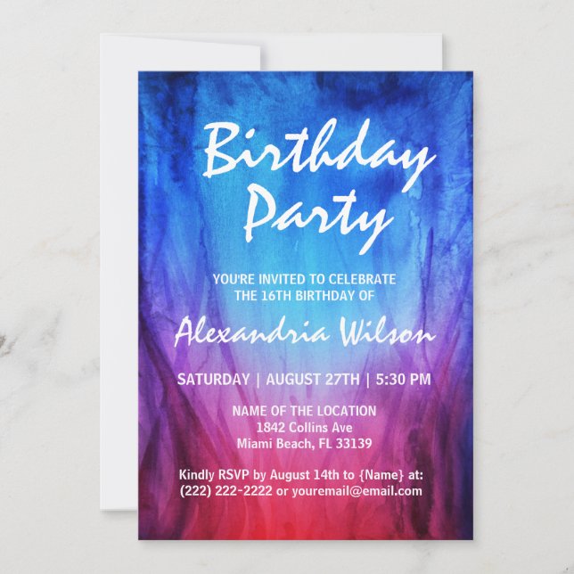 Invitaciones de cumpleaños de fuego y hielo | Flor (Anverso)