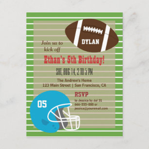 Invitaciones de cumpleaños de fútbol americano