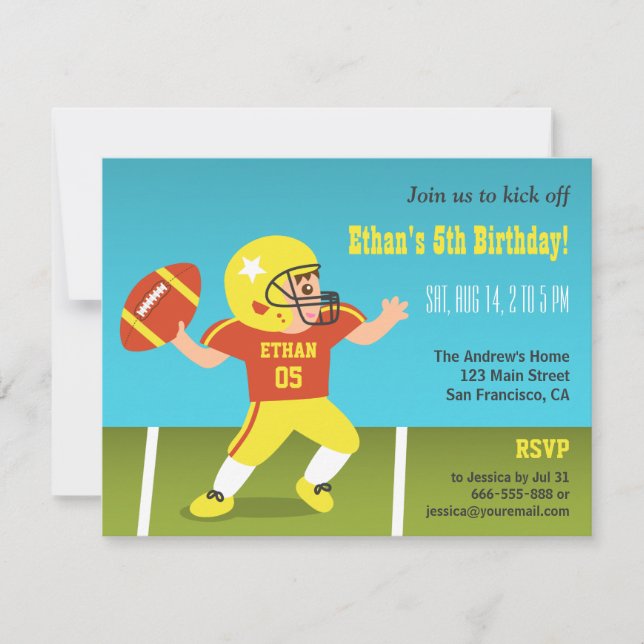 Invitaciones de Cumpleaños de Fútbol para Niño Col (Anverso)