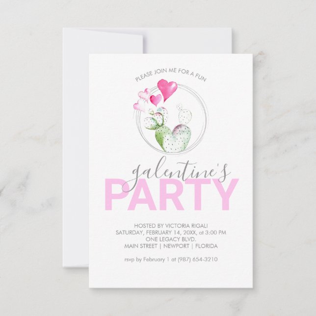 Invitaciones de cumpleaños de Galentines en línea (Anverso)