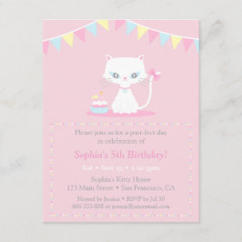 Invitaciones de cumpleaños de gatito blanco adorab